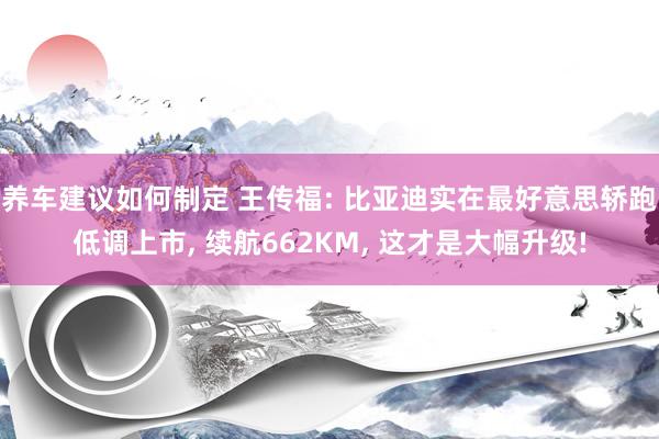 养车建议如何制定 王传福: 比亚迪实在最好意思轿跑低调上市, 续航662KM, 这才是大幅升级!