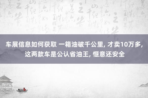 车展信息如何获取 一箱油破千公里, 才卖10万多, 这两款车是公认省油王, 惬意还安全