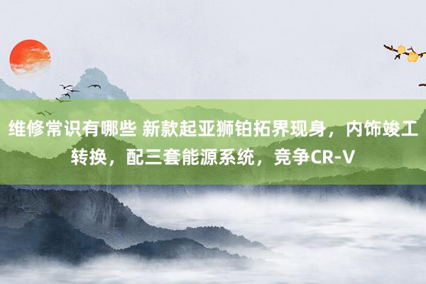 维修常识有哪些 新款起亚狮铂拓界现身，内饰竣工转换，配三套能源系统，竞争CR-V