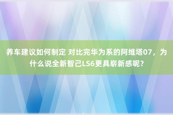 养车建议如何制定 对比完华为系的阿维塔07，为什么说全新智己LS6更具崭新感呢？