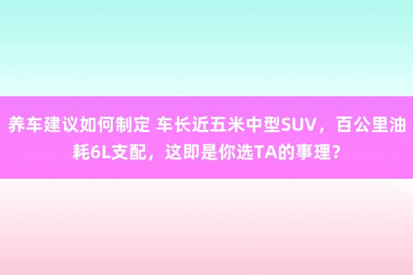 养车建议如何制定 车长近五米中型SUV，百公里油耗6L支配，这即是你选TA的事理？