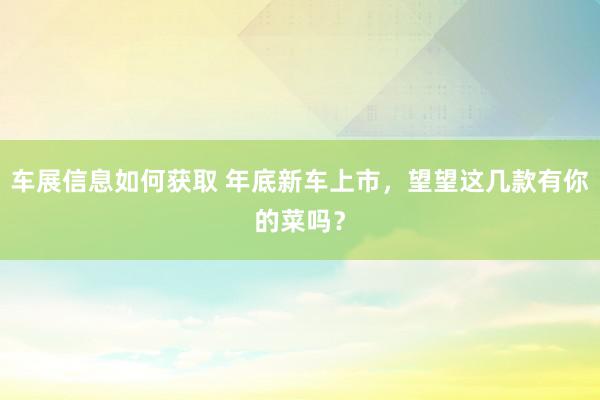 车展信息如何获取 年底新车上市，望望这几款有你的菜吗？