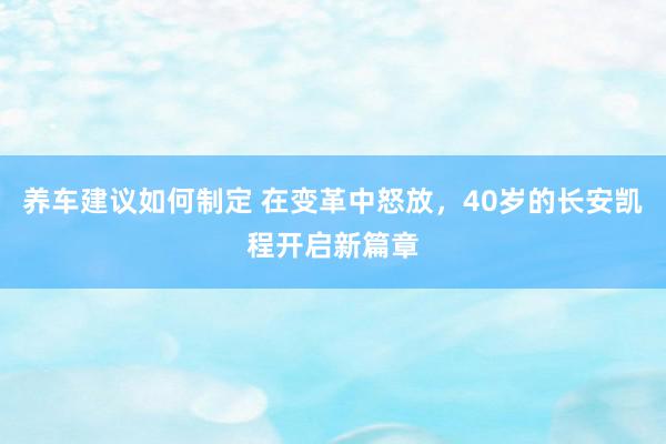 养车建议如何制定 在变革中怒放，40岁的长安凯程开启新篇章