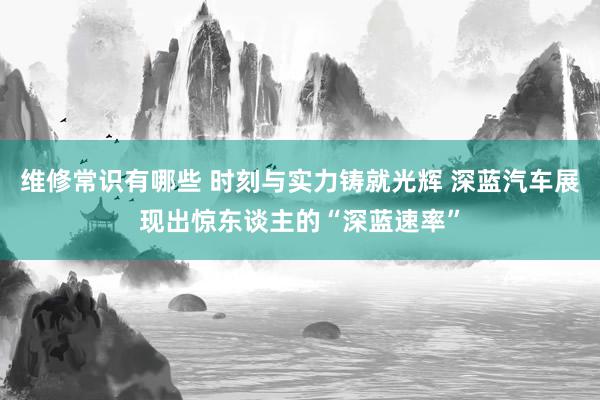 维修常识有哪些 时刻与实力铸就光辉 深蓝汽车展现出惊东谈主的“深蓝速率”