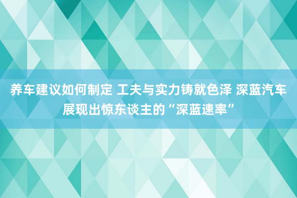 养车建议如何制定 工夫与实力铸就色泽 深蓝汽车展现出惊东谈主的“深蓝速率”