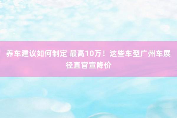 养车建议如何制定 最高10万！这些车型广州车展径直官宣降价