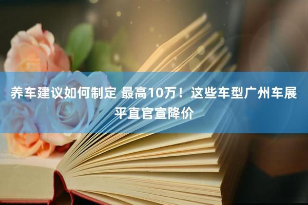 养车建议如何制定 最高10万！这些车型广州车展平直官宣降价