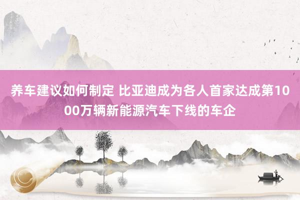 养车建议如何制定 比亚迪成为各人首家达成第1000万辆新能源汽车下线的车企