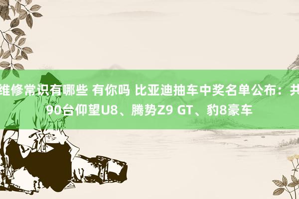 维修常识有哪些 有你吗 比亚迪抽车中奖名单公布：共90台仰望U8、腾势Z9 GT、豹8豪车