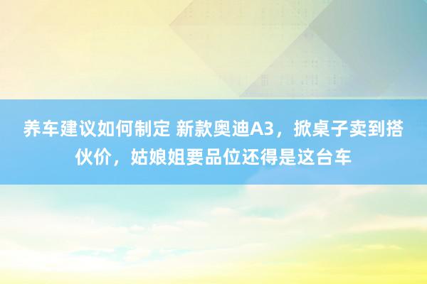 养车建议如何制定 新款奥迪A3，掀桌子卖到搭伙价，姑娘姐要品位还得是这台车