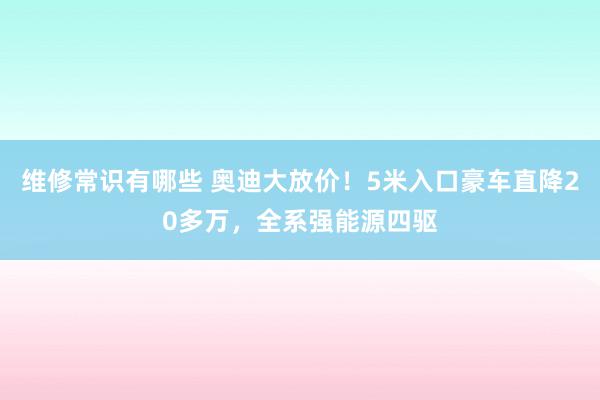 维修常识有哪些 奥迪大放价！5米入口豪车直降20多万，全系强能源四驱