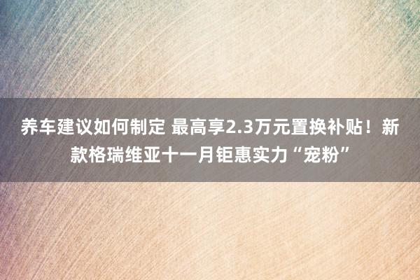 养车建议如何制定 最高享2.3万元置换补贴！新款格瑞维亚十一月钜惠实力“宠粉”