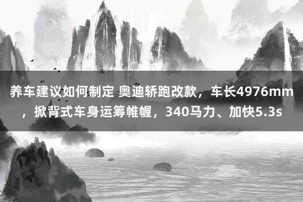 养车建议如何制定 奥迪轿跑改款，车长4976mm，掀背式车身运筹帷幄，340马力、加快5.3s