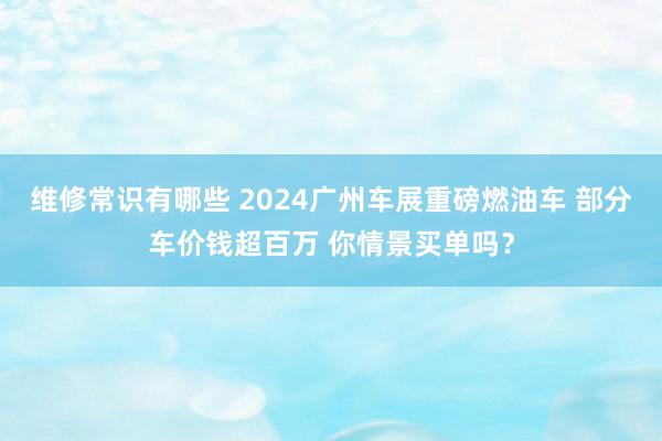 维修常识有哪些 2024广州车展重磅燃油车 部分车价钱超百万 你情景买单吗？