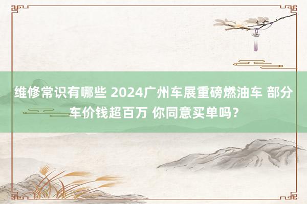 维修常识有哪些 2024广州车展重磅燃油车 部分车价钱超百万 你同意买单吗？