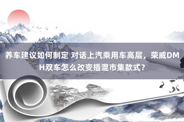 养车建议如何制定 对话上汽乘用车高层，荣威DMH双车怎么改变插混市集款式？