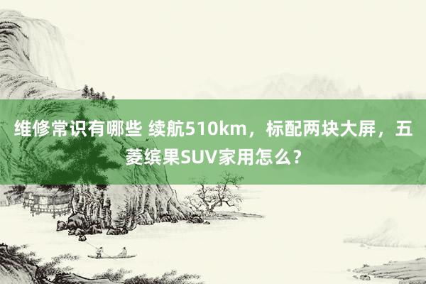 维修常识有哪些 续航510km，标配两块大屏，五菱缤果SUV家用怎么？