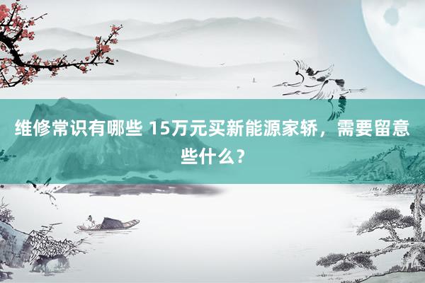 维修常识有哪些 15万元买新能源家轿，需要留意些什么？