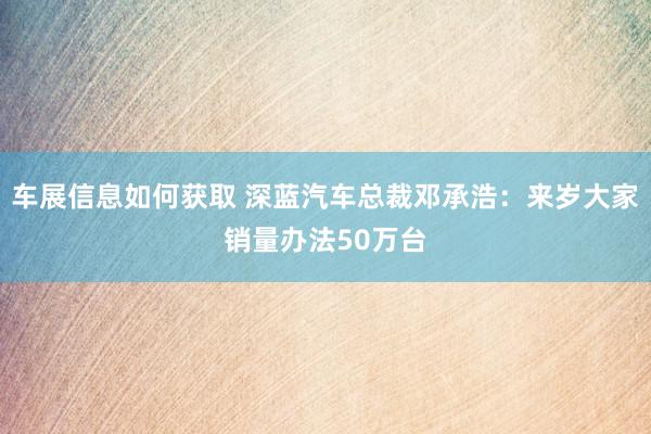 车展信息如何获取 深蓝汽车总裁邓承浩：来岁大家销量办法50万台