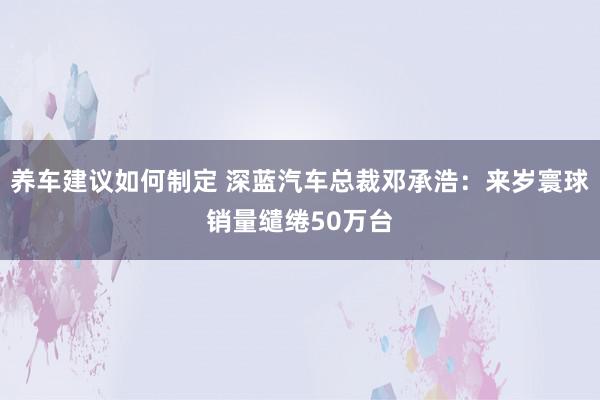 养车建议如何制定 深蓝汽车总裁邓承浩：来岁寰球销量缱绻50万台