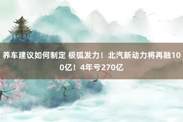 养车建议如何制定 极狐发力！北汽新动力将再融100亿！4年亏270亿