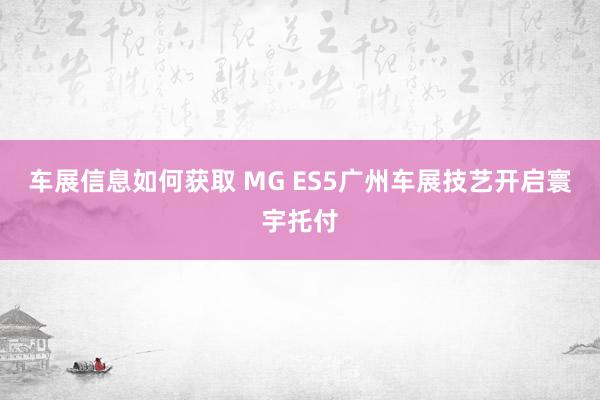 车展信息如何获取 MG ES5广州车展技艺开启寰宇托付