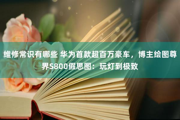 维修常识有哪些 华为首款超百万豪车，博主绘图尊界S800假思图：玩灯到极致