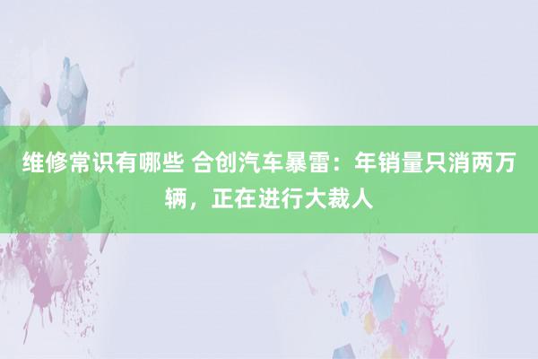 维修常识有哪些 合创汽车暴雷：年销量只消两万辆，正在进行大裁人