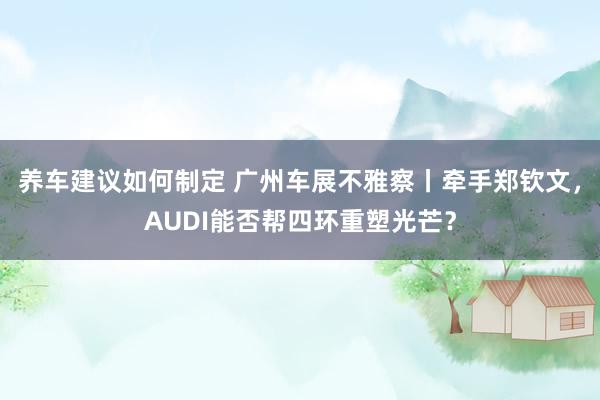 养车建议如何制定 广州车展不雅察丨牵手郑钦文，AUDI能否帮四环重塑光芒？