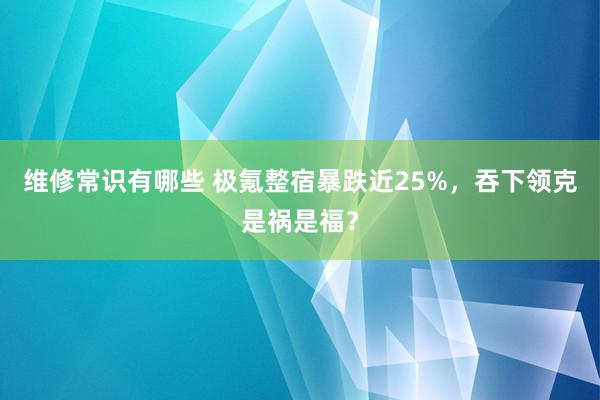 维修常识有哪些 极氪整宿暴跌近25%，吞下领克是祸是福？