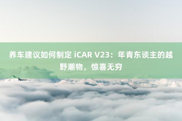 养车建议如何制定 iCAR V23：年青东谈主的越野潮物，惊喜无穷