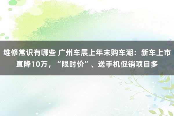 维修常识有哪些 广州车展上年末购车潮：新车上市直降10万，“限时价”、送手机促销项目多