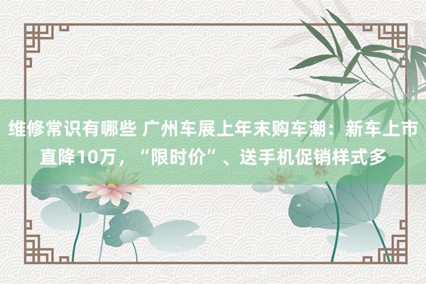 维修常识有哪些 广州车展上年末购车潮：新车上市直降10万，“限时价”、送手机促销样式多