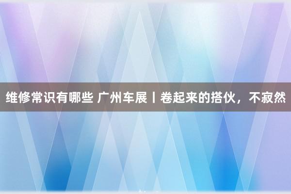 维修常识有哪些 广州车展丨卷起来的搭伙，不寂然