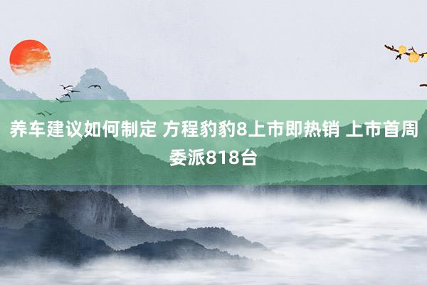 养车建议如何制定 方程豹豹8上市即热销 上市首周委派818台