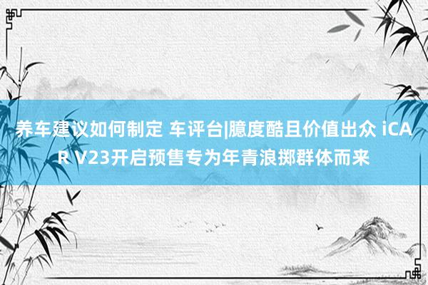 养车建议如何制定 车评台|臆度酷且价值出众 iCAR V23开启预售专为年青浪掷群体而来