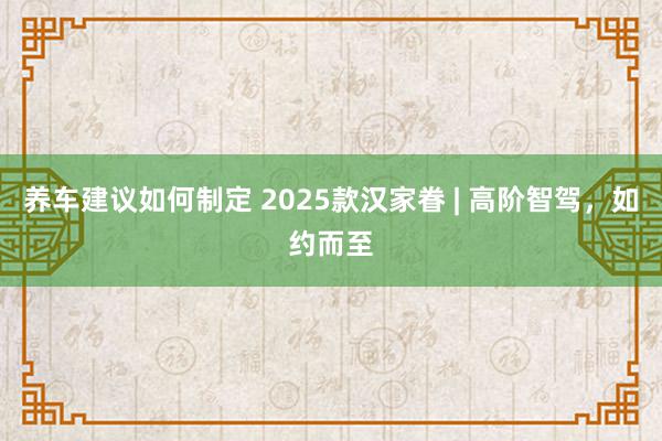 养车建议如何制定 2025款汉家眷 | 高阶智驾，如约而至