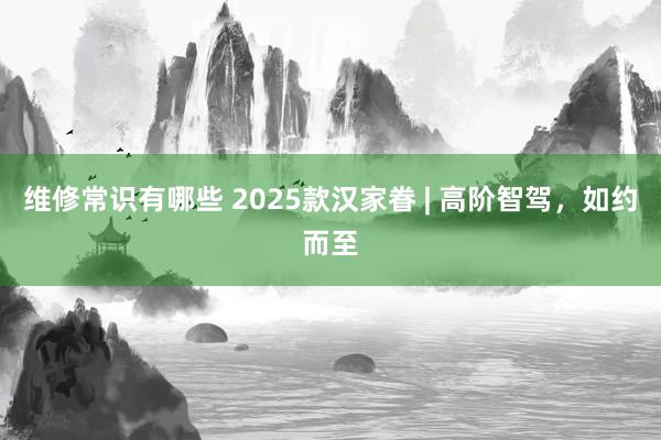 维修常识有哪些 2025款汉家眷 | 高阶智驾，如约而至