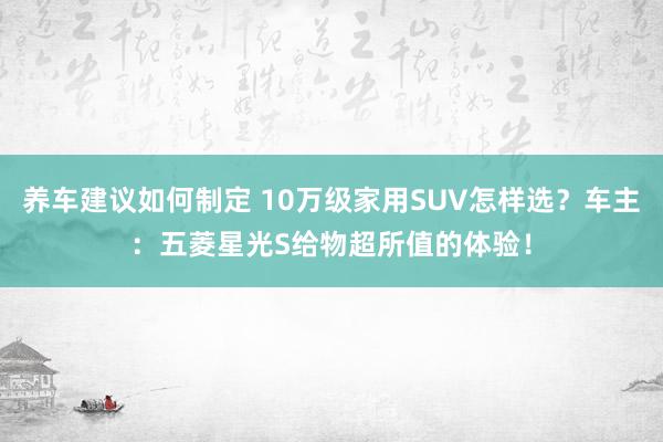 养车建议如何制定 10万级家用SUV怎样选？车主：五菱星光S给物超所值的体验！