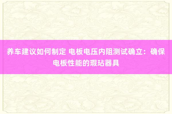 养车建议如何制定 电板电压内阻测试确立：确保电板性能的瑕玷器具