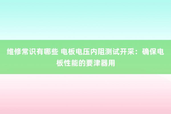 维修常识有哪些 电板电压内阻测试开采：确保电板性能的要津器用