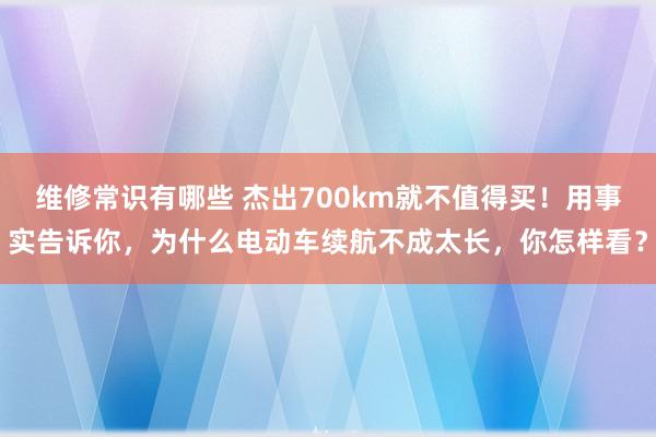 维修常识有哪些 杰出700km就不值得买！用事实告诉你，为什么电动车续航不成太长，你怎样看？