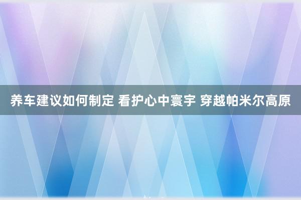 养车建议如何制定 看护心中寰宇 穿越帕米尔高原