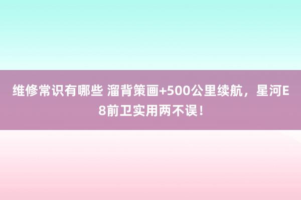 维修常识有哪些 溜背策画+500公里续航，星河E8前卫实用两不误！