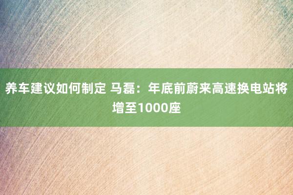 养车建议如何制定 马磊：年底前蔚来高速换电站将增至1000座