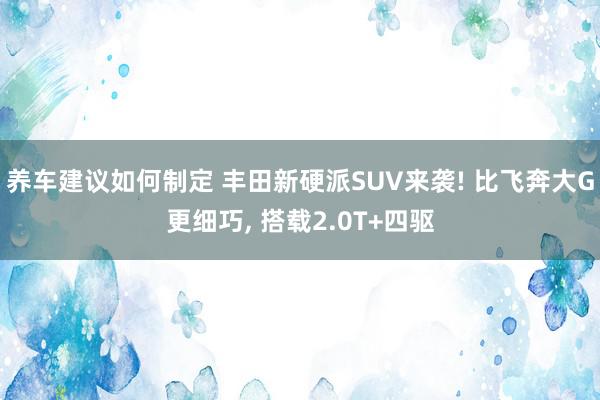 养车建议如何制定 丰田新硬派SUV来袭! 比飞奔大G更细巧, 搭载2.0T+四驱