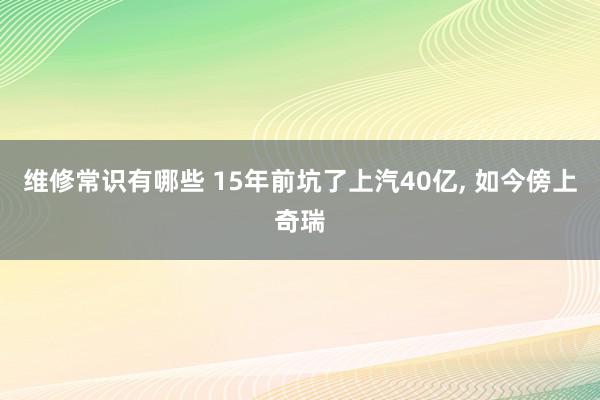 维修常识有哪些 15年前坑了上汽40亿, 如今傍上奇瑞