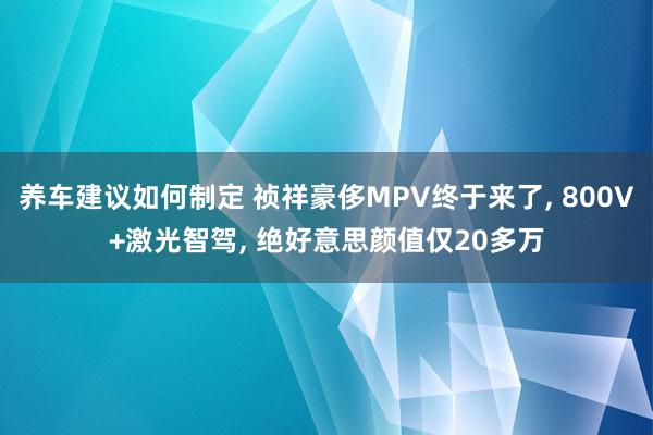 养车建议如何制定 祯祥豪侈MPV终于来了, 800V+激光智驾, 绝好意思颜值仅20多万