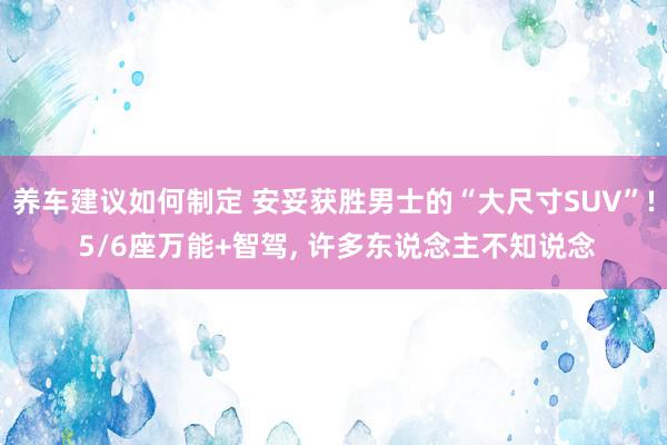 养车建议如何制定 安妥获胜男士的“大尺寸SUV”! 5/6座万能+智驾, 许多东说念主不知说念