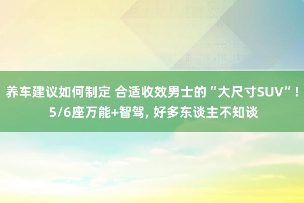 养车建议如何制定 合适收效男士的“大尺寸SUV”! 5/6座万能+智驾, 好多东谈主不知谈